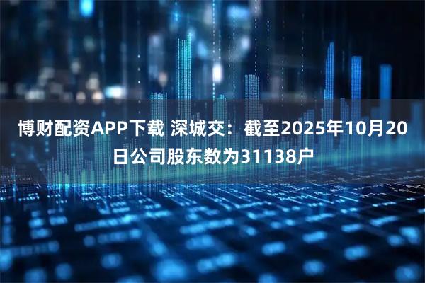 博财配资APP下载 深城交：截至2025年10月20日公司股东数为31138户