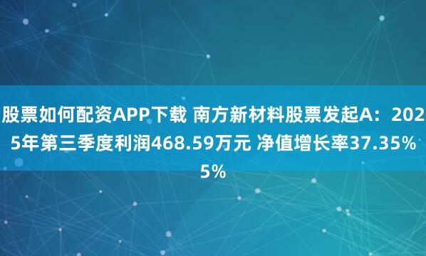 股票如何配资APP下载 南方新材料股票发起A：2025年第三季度利润468.59万元 净值增长率37.35%
